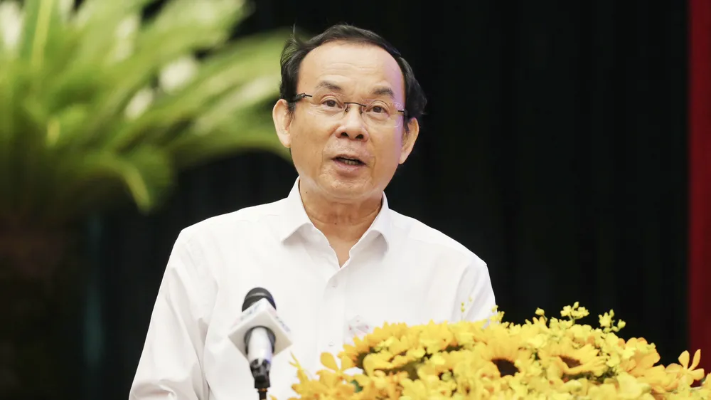Bí thư Thành ủy TPHCM Nguyễn Văn Nên nhắn nhủ, cán bộ cần lấy kết quả hành động làm niềm vui lẽ sống của mình. Ảnh: HOÀNG HÙNG