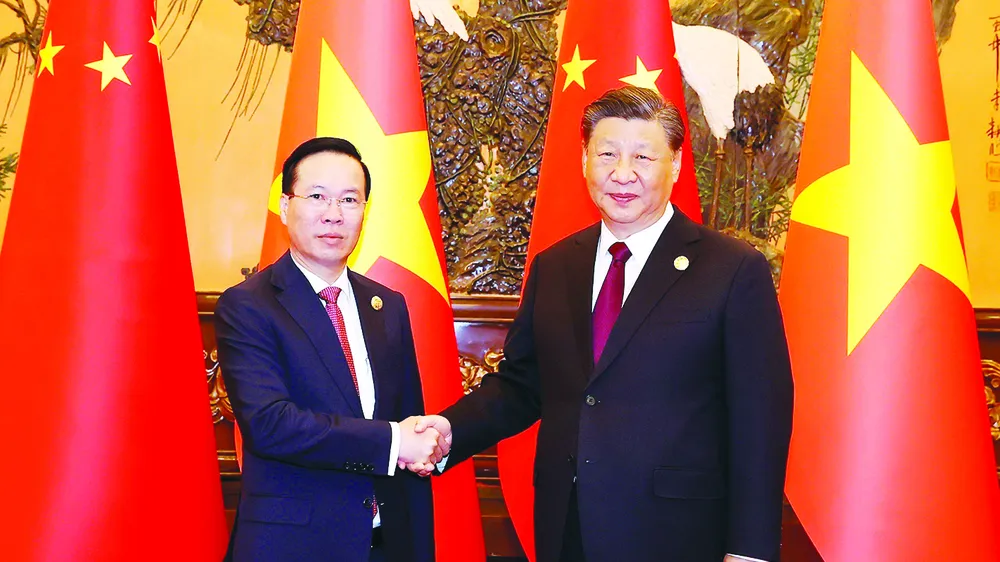 Chủ tịch nước Võ Văn Thưởng và Tổng Bí thư, Chủ tịch Trung Quốc Tập Cận Bình. Ảnh: TTXVN