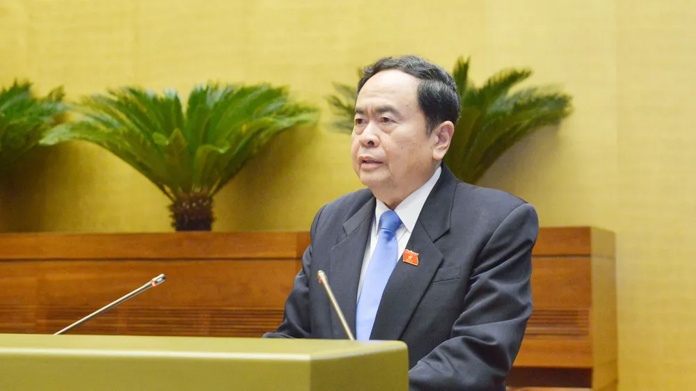 Phó Chủ tịch Thường trực Quốc hội Trần Thanh Mẫn - Trưởng Ban Tổ chức Lễ kỷ niệm 80 năm Ngày Tổng tuyển cử đầu tiên bầu Quốc hội Việt Nam phát biểu tại lễ phát động