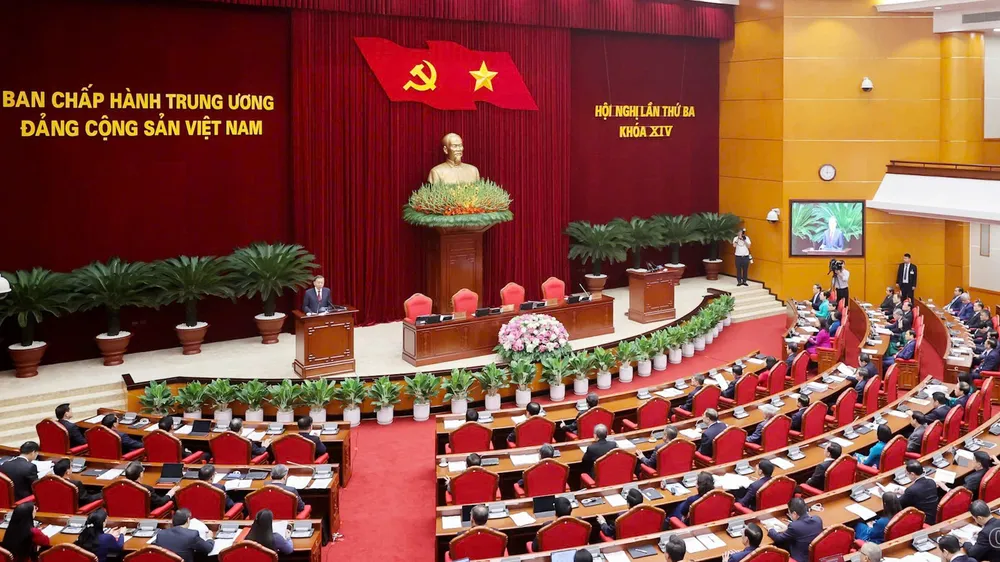 Hội nghị lần thứ 3 Ban Chấp hành Trung ương Đảng khóa XIV, chiều 24-7. Ảnh: ĐOÀN BẮC