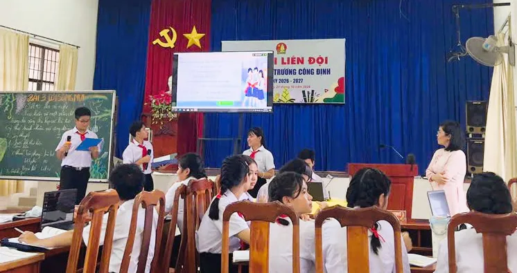 Tiết học chuyên đề tháng 10 của học sinh Trường THCS Trương Công Định.