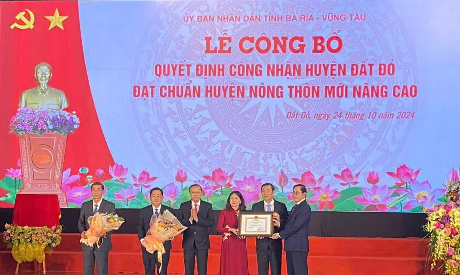 Huyện Đất Đỏ đạt chuẩn huyện nông thôn mới nâng cao năm 2023