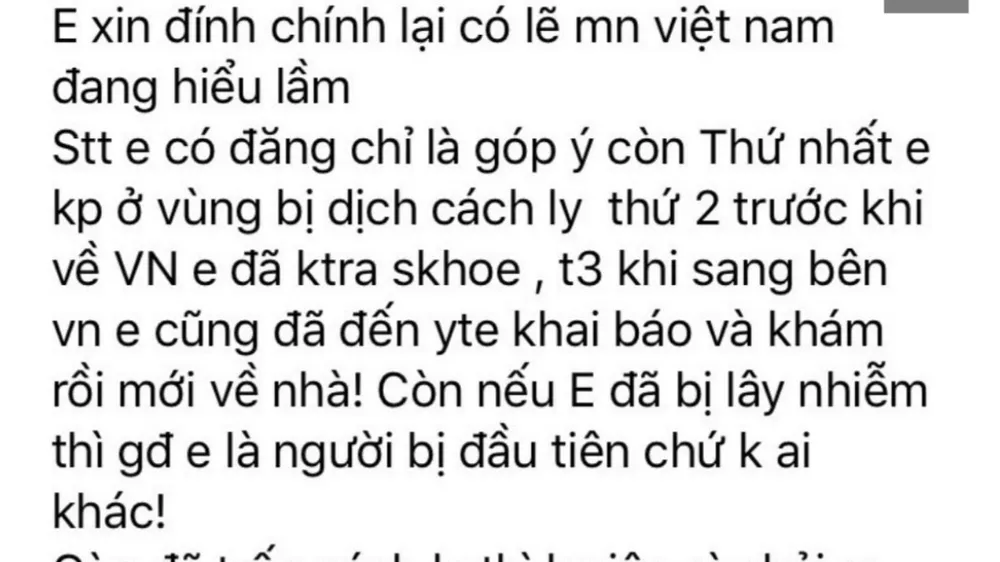 Chủ tài khoản "Nhật Ly" sau đó đã phải đăng thông tin đính chính lên Facebook cá nhân của mình