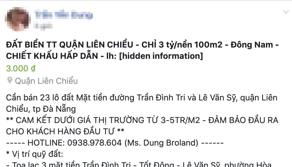Thông tin rao bán 23 lô đất trên mạng xã hội là không chính xác