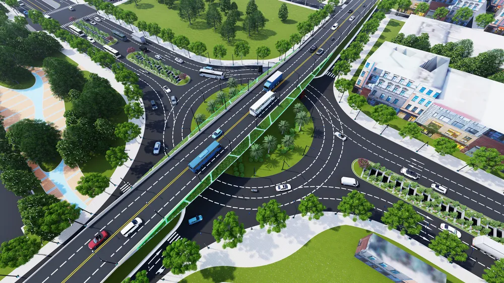 Phối cảnh nút giao thông phía Tây cầu Trần Thị Lý sau khi thi công xong