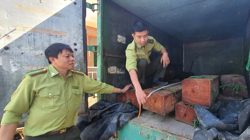 Lâm tặc chở gỗ quý lao vào đoàn kiểm tra hòng tẩu thoát