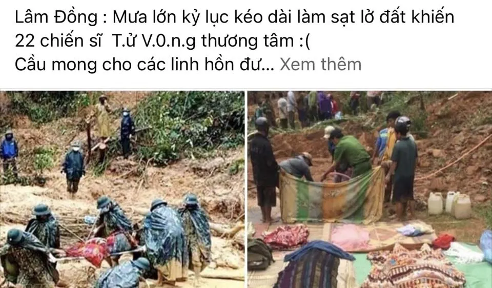 Thông tin 22 chiến sĩ bộ đội bị đất sạt lở vùi lấp tại Lâm Đồng là bịa đặt