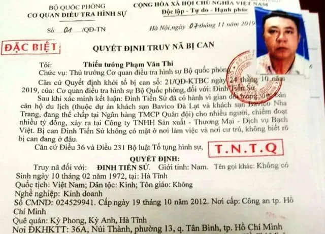Bộ Quốc phòng truy nã đặc biệt chủ khách sạn Bavico