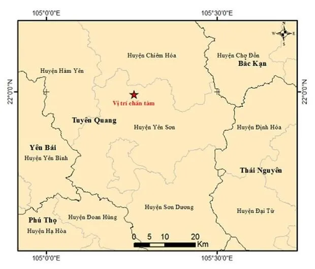 Động đất nhẹ tại Tuyên Quang