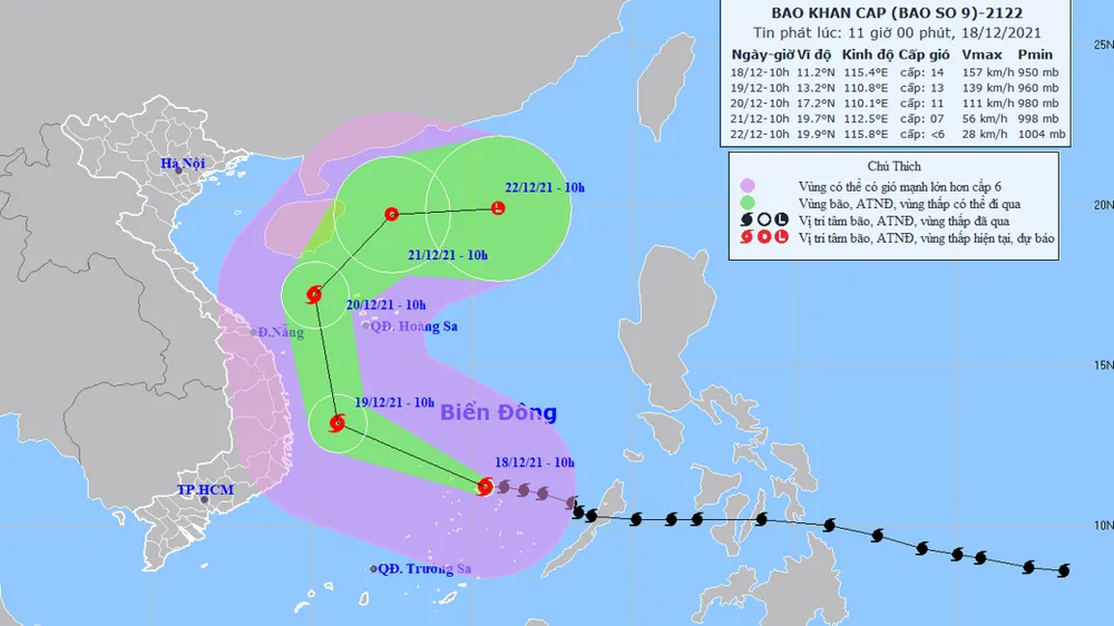 Bão RAI (bão số 9) bất thường, còn 60 tàu trong vùng nguy hiểm