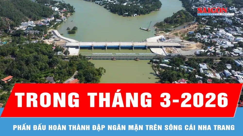 Hoàn thành đập ngăn mặn trên sông Cái Nha Trang trong tháng 3-2026 