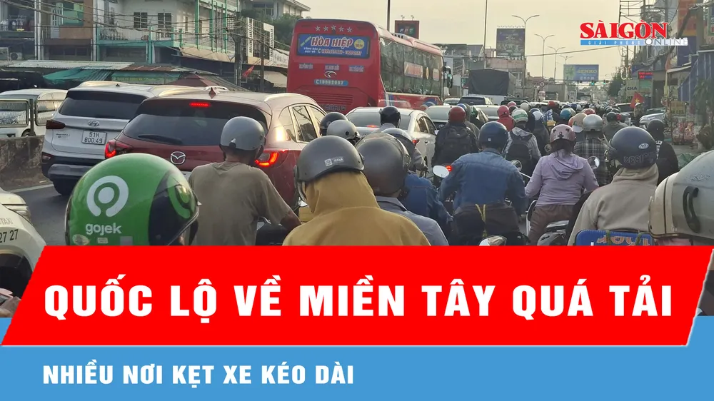 Quốc lộ về miền Tây quá tải, nhiều nơi ùn ứ kéo dài