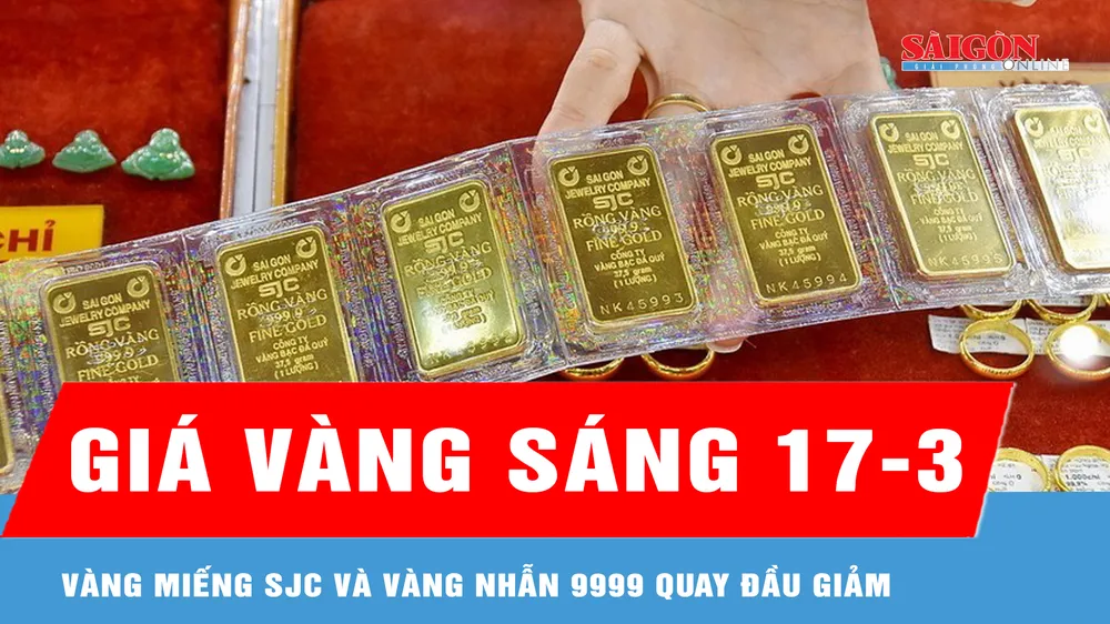 Sáng 17-3, giá vàng trong nước giảm
