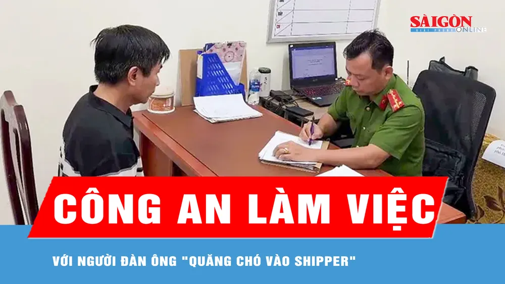 Công an làm việc với người đàn ông "quăng chó vào shipper"