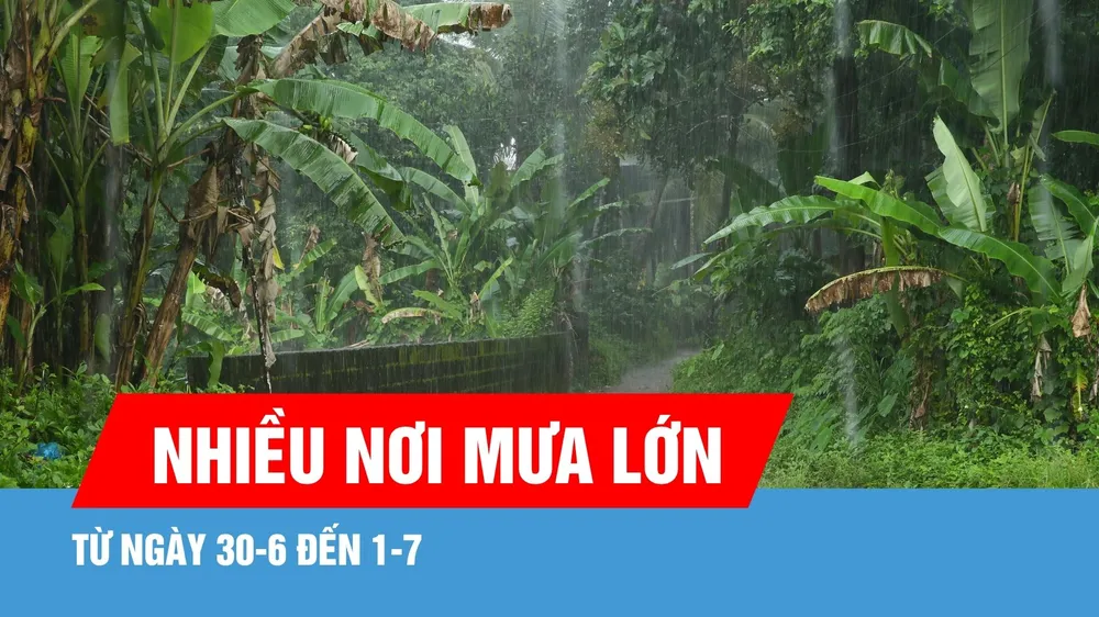 Nhiều nơi mưa lớn từ ngày 30-6 đến 1-7 