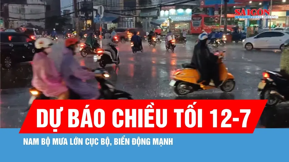 Dự báo chiều tối 12-7, Nam bộ mưa lớn cục bộ, biển động mạnh 