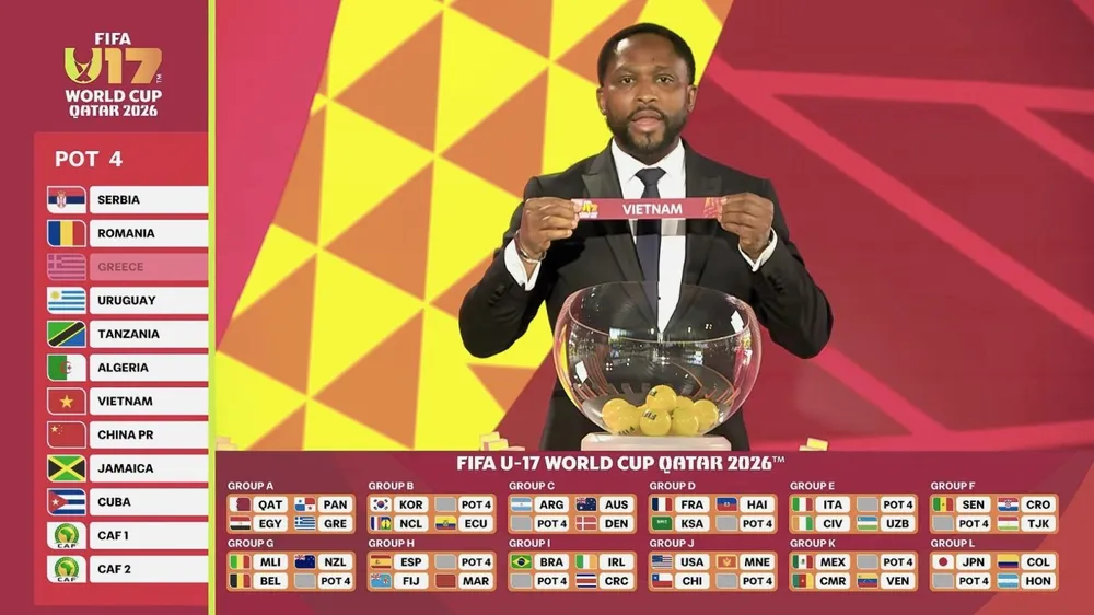 Kết quả bốc thăm VCK FIFA U17 World Cup 2026. Ảnh: FIFA