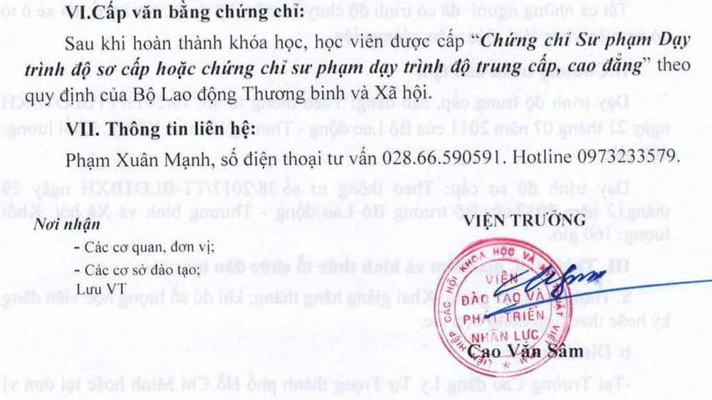 Chưa cho phép đã thông báo tuyển sinh