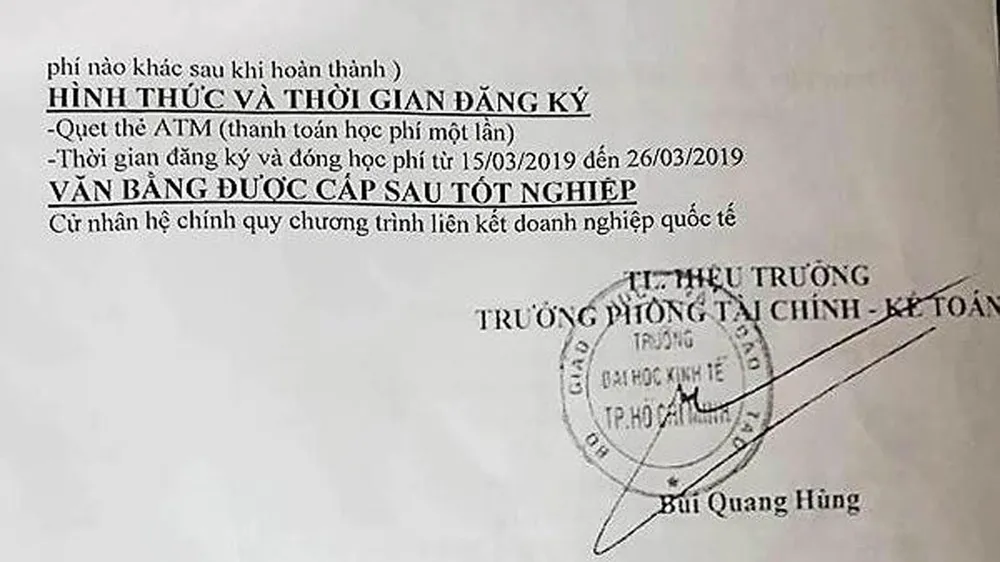 Giả mạo thông tin để tuyển sinh Trường ĐH Kinh tế TPHCM