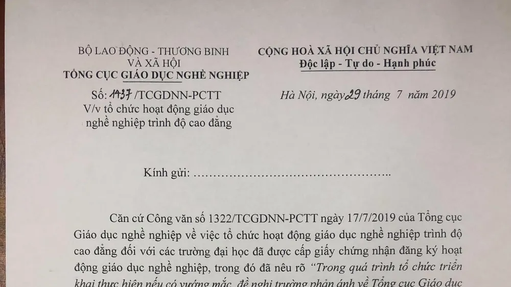45 trường ĐH, học viện bị dừng rồi lại cho tuyển sinh CĐ trong năm 2019