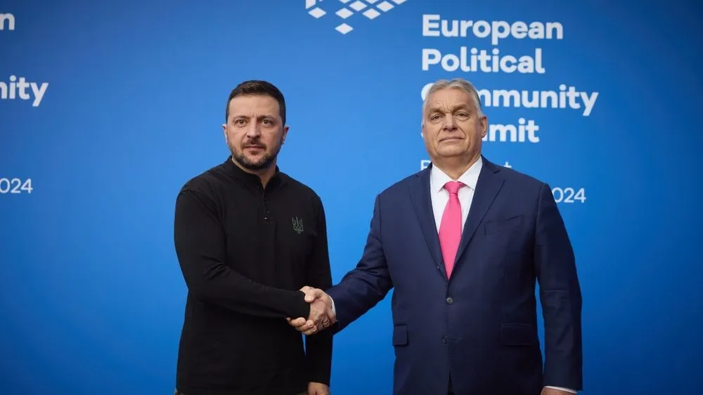 Tổng thống Ukraine Volodymyr Zelensky tại Hội nghị thượng đỉnh cộng đồng chính trị ở Hungary. Ảnh: PRESIDENT.GOV. UA 
