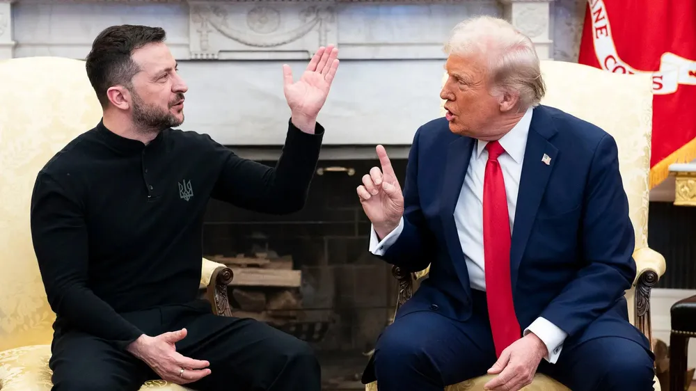 Tổng thống Mỹ Donald Trump và Tổng thống Ukraine Volodymyr Zelensky hội đàm tại Nhà Trắng. Ảnh: NEW YORK TIMES 
