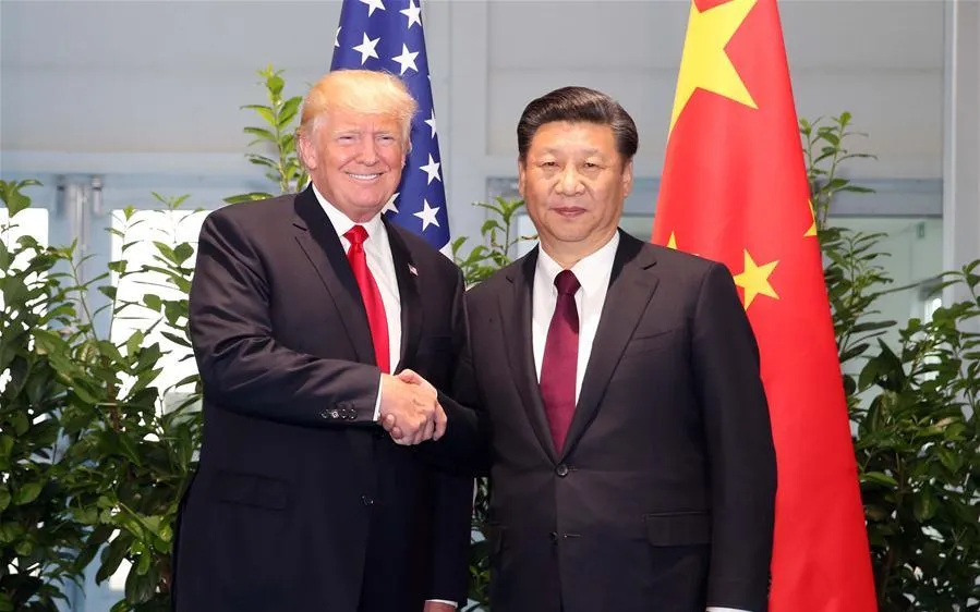 Tổng thống Mỹ Donald Trump và Chủ tịch Trung Quốc Tập Cận Bình tại Hội nghị G20 diễn ra ở Đức năm 2017. Ảnh: XINHUA 
