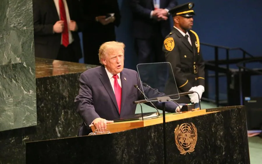 Tổng thống Mỹ Donald Trump tại kỳ họp Đại hội đồng Liên hợp quốc, ngày 22-9 (giờ địa phương). Ảnh: XINHUA 