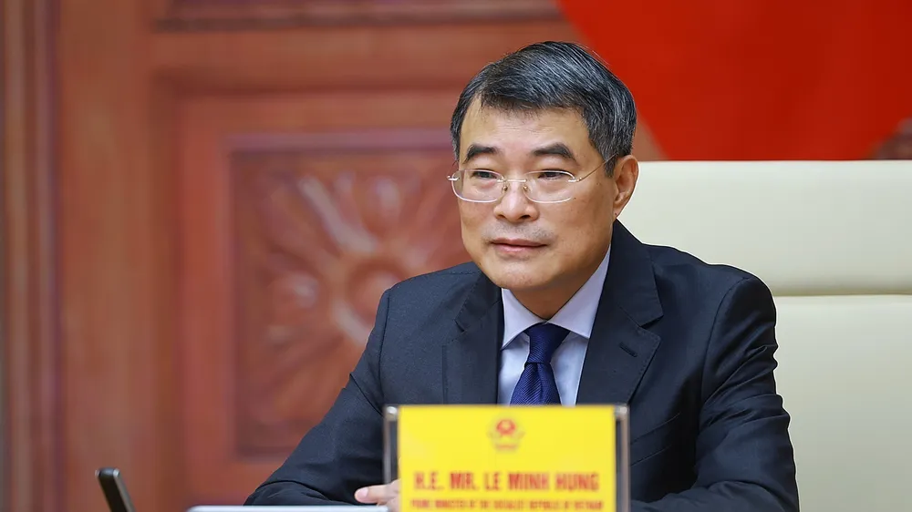 Thủ tướng Lê Minh Hưng dự Hội nghị Thượng đỉnh trực tuyến Cộng đồng phát thải ròng bằng 0 châu Á (AZEC) mở rộng. Ảnh: TTXVN