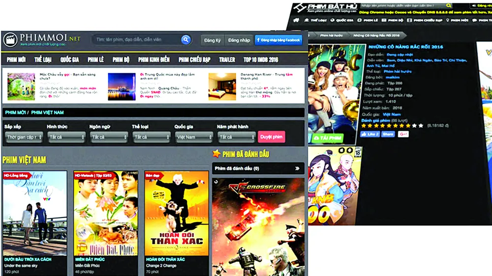 Nhiều trang web vi phạm bản quyền tại Việt Nam đang thu hút lượng lớn người xem. Ảnh: BHD