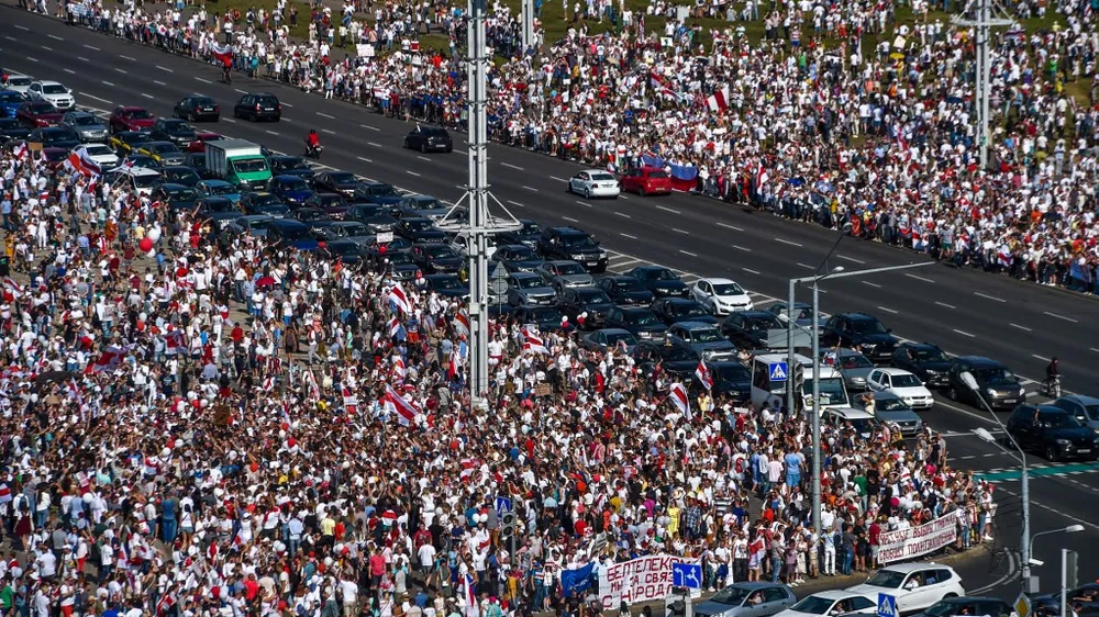 Người biểu tình tại thủ đô Minsk. Ảnh: AFP