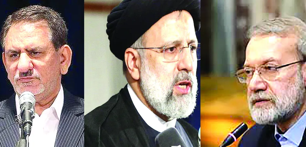 Các ứng viên tổng thống Iran: Eshaq Jahangiri, Ebrahim Raisi và Ali Larijani (từ trái qua phải)