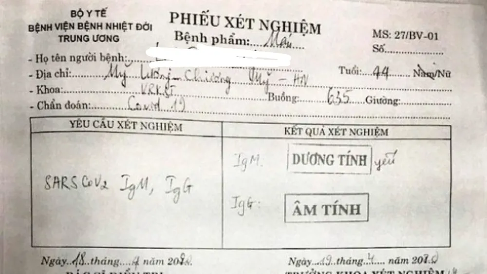Kết quả xét nghiệm mới nhất của bệnh nhân Covid-19 thứ 188