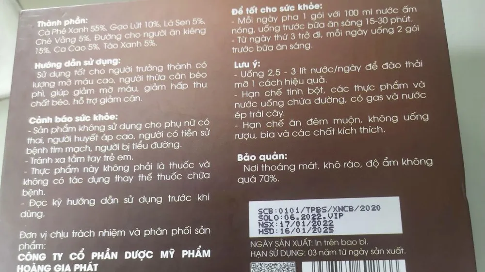Thu hồi sản phẩm giảm cân Hoàng Gia khiến người uống hôn mê, co giật