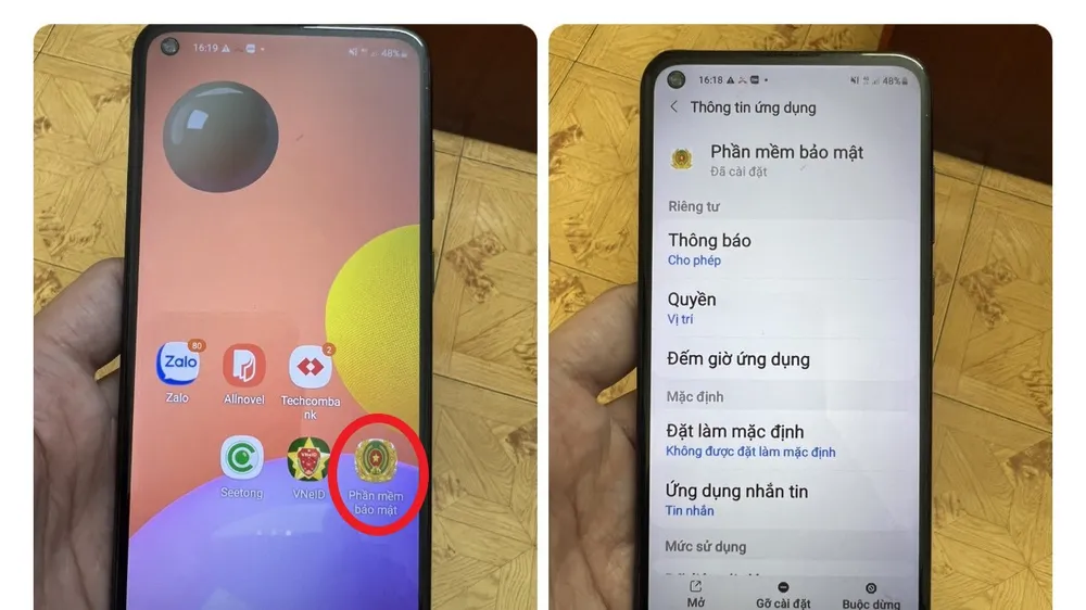Dùng ứng dụng giả mạo logo Bộ Công an để lừa đảo, chiếm đoạt thông tin cá nhân trong điện thoại 