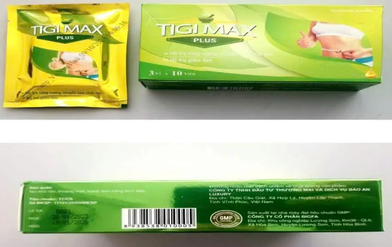 Phát hiện sản phẩm bảo vệ sức khỏe TIGI MAX PLUS chứa chất cấm gây bệnh tim mạch