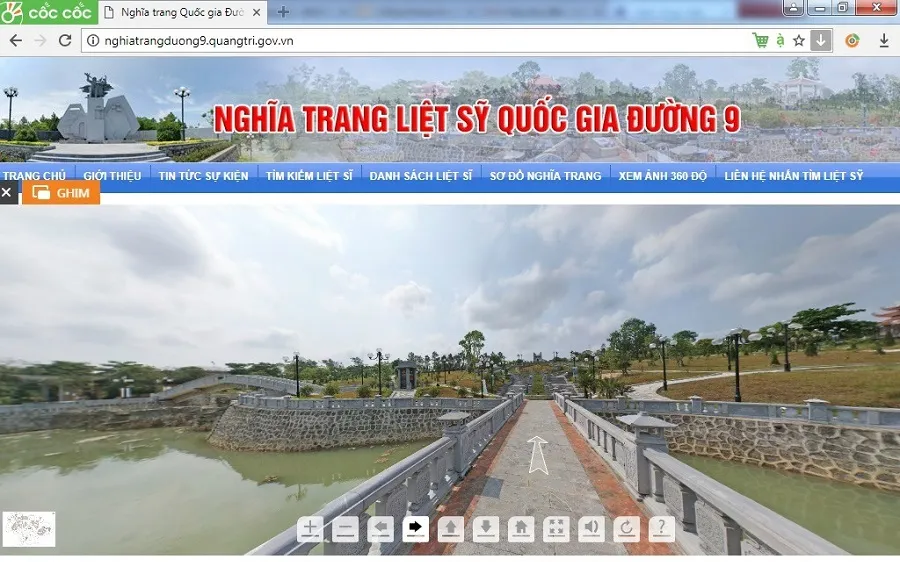Giao diện Website Nghĩa trang liệt sỹ quốc gia Đường 9 tại địa chỉ http://nghiatrangduong9.quangtri.gov.vn