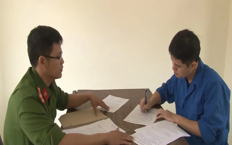 Bị can Lê Quang Huy Phương tại cơ quan Công an ​