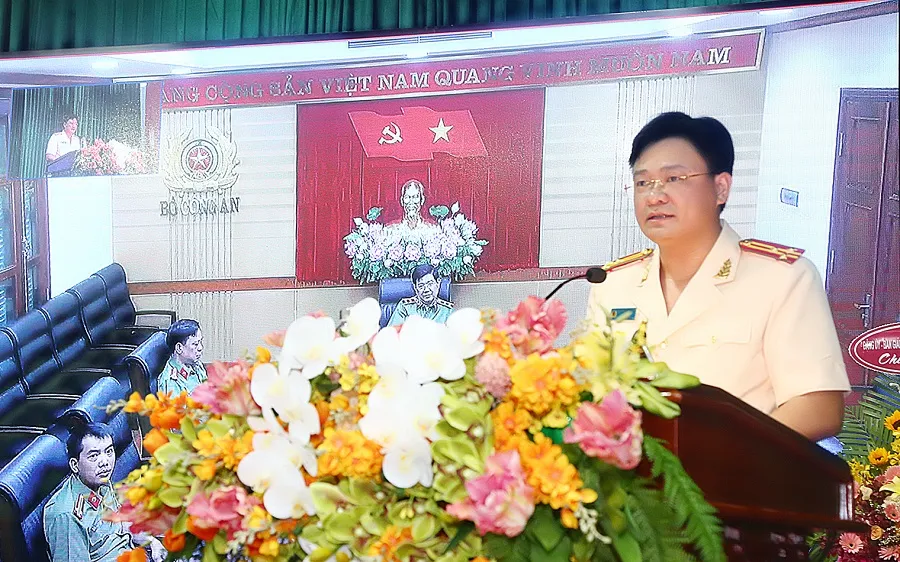 Thượng tá Nguyễn Thanh Tuấn, Tân Giám đốc Công an tỉnh Thừa Thiên - Huế phát biểu tại lễ nhận Quyết định ​