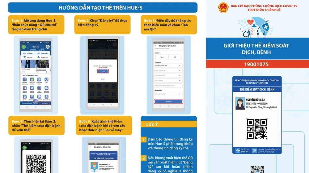 Thừa Thiên Huế cấp cho mỗi người dân một thẻ kiểm soát dịch bệnh thông qua mã QR code 