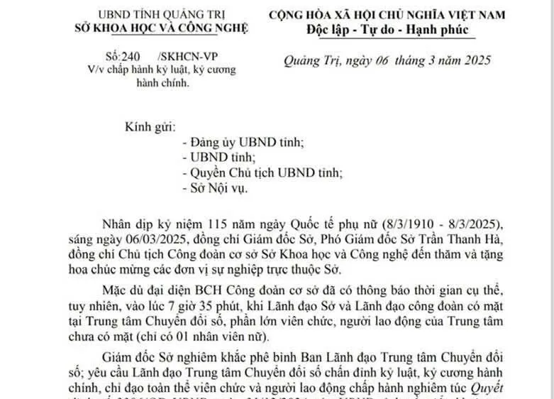 Văn bản do ông Trần Ngọc Lân ký ngày 6-3-2025