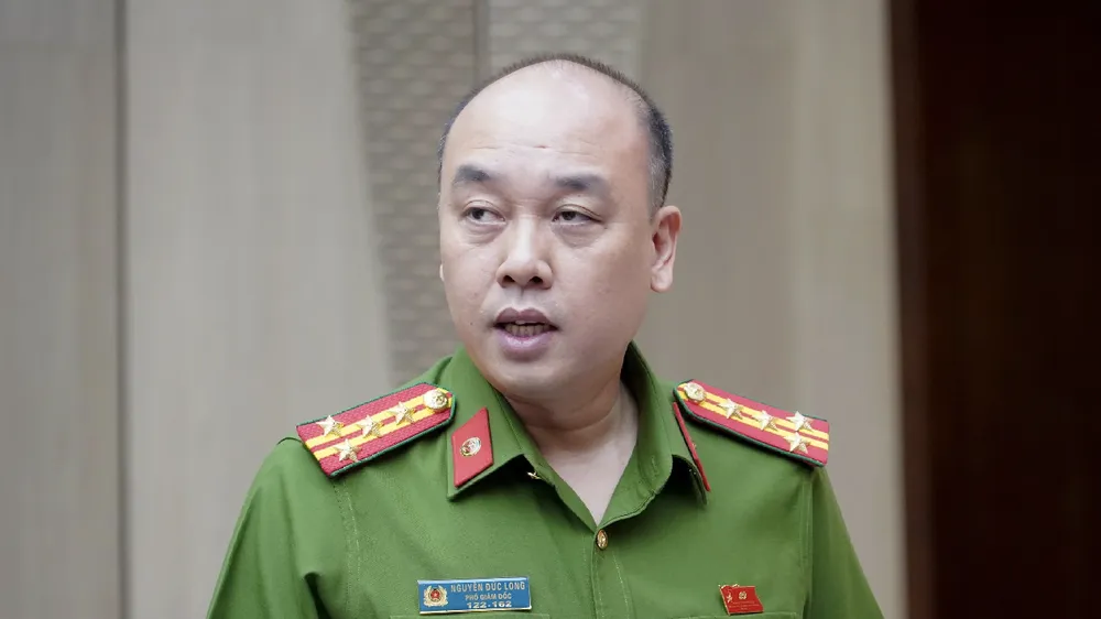 Đại tá Nguyễn Đức Long, Phó Giám đốc Công an TP Hà Nội, phát biểu tại buổi họp báo