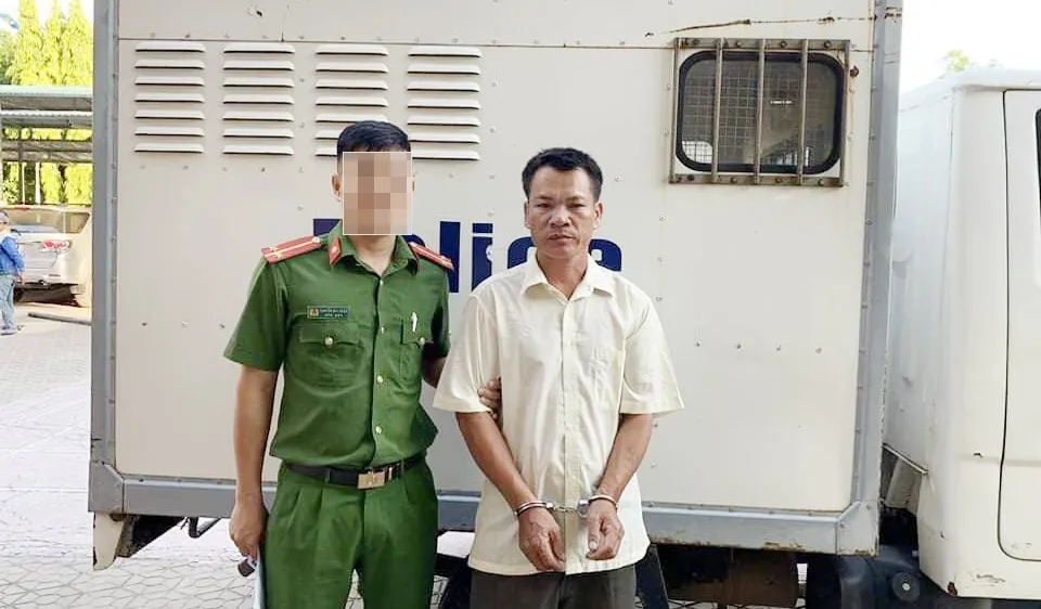 Đối tượng Nguyễn Trọng Hạnh tại cơ quan công an