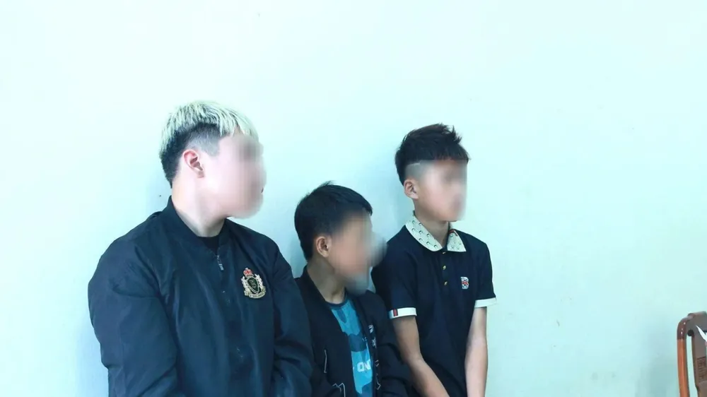 3 đối tượng tại cơ quan công an. Ảnh: Công an Nghệ An