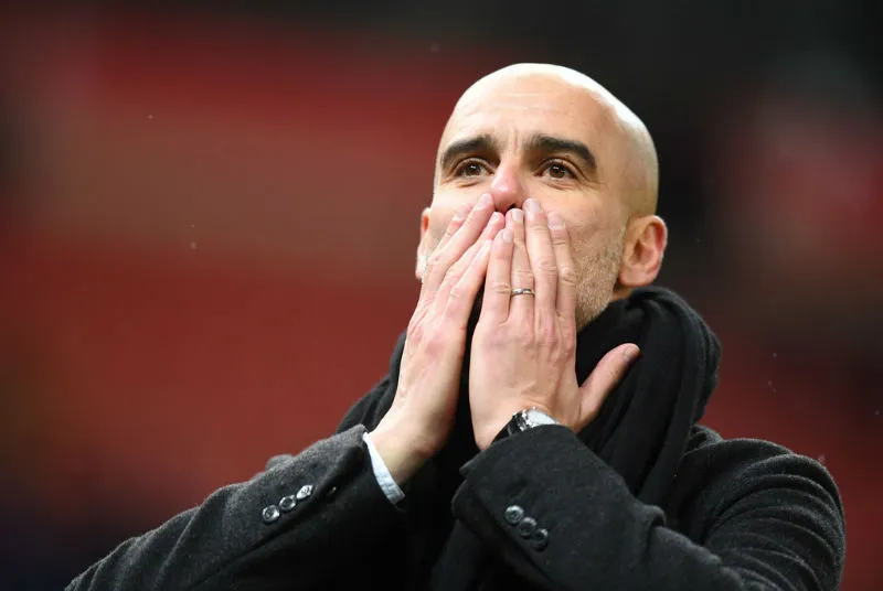 HLV Pep Guardiola đã tạo nên dấu ấn ành công đầu tiên trên dất Anh. Ảnh: Getty Images 