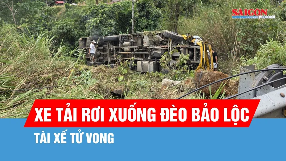 Lâm Đồng: Xe tải rơi xuống đèo Bảo Lộc, tài xế tử vong