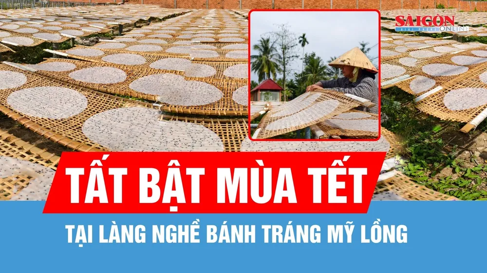 Làng nghề bánh tráng Mỹ Lồng tất bật vào mùa tết