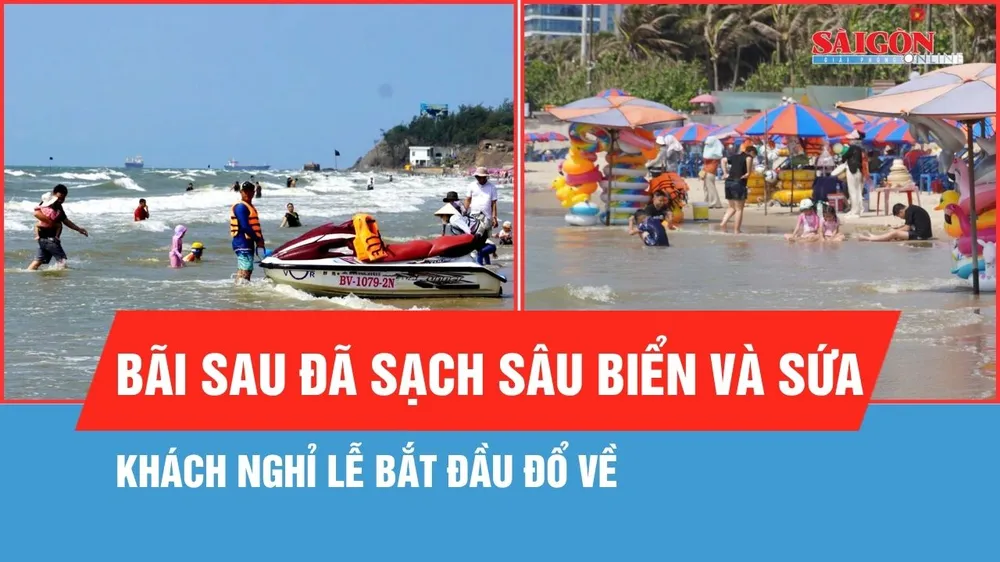 Phường Vũng Tàu: Bãi Sau đã sạch sâu biển và sứa, khách nghỉ lễ bắt đầu đổ về