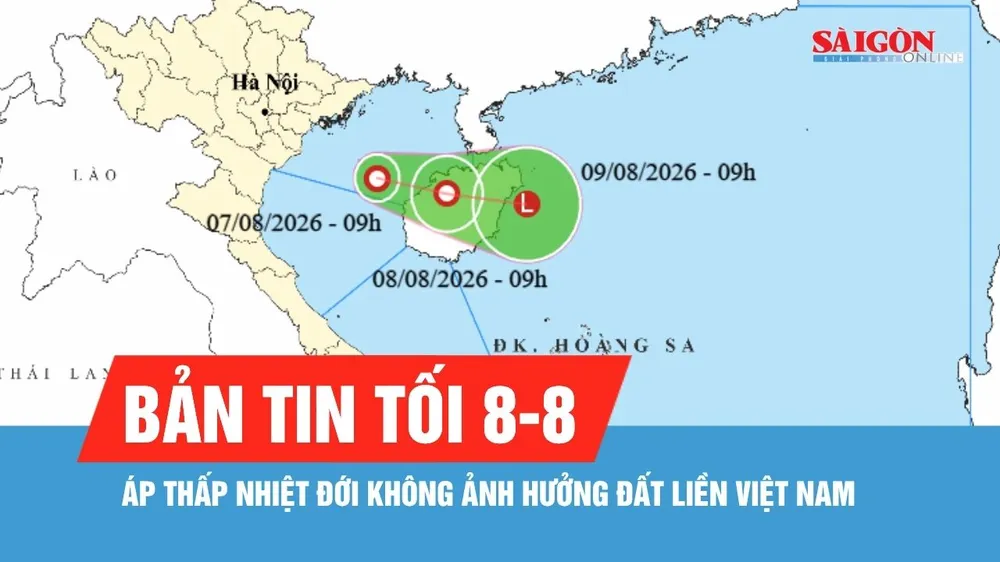 Bản tin tối 8-8: Áp thấp nhiệt đới trên vịnh Bắc bộ đã đi ngược ra khơi xa