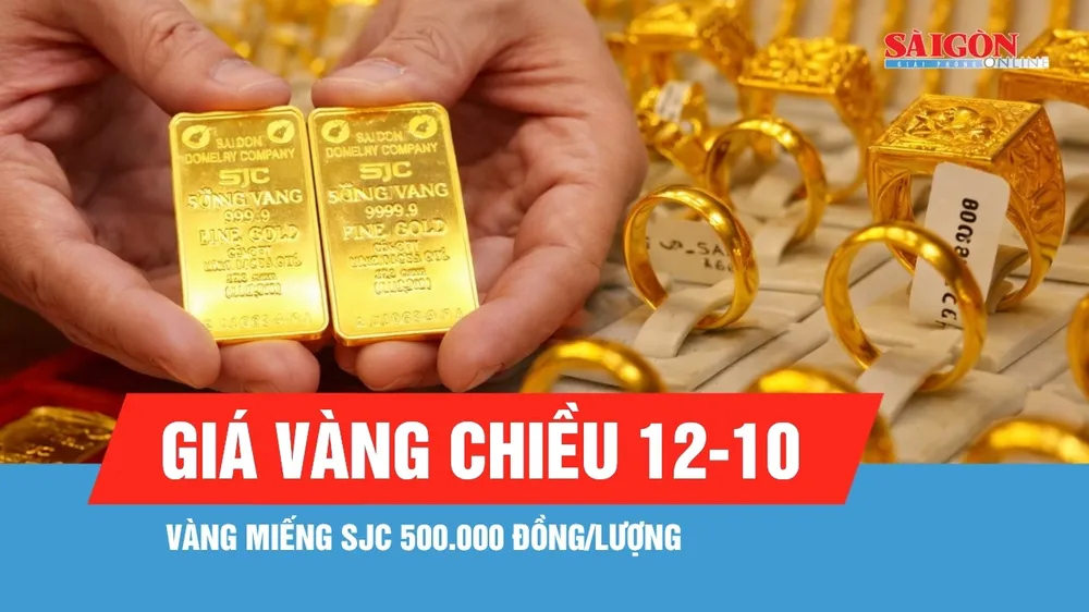 Chiều 12-10, giá vàng miếng SJC và vàng nhẫn 9999 cùng giảm